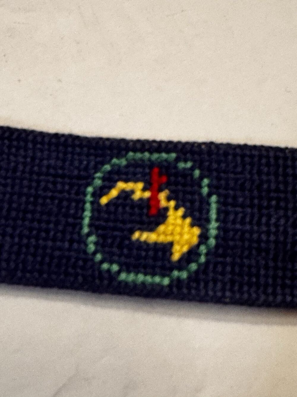 Youth Smathers & Branson Large Hand Crafted Needlepoint Belt Kids Boys Blue Golf